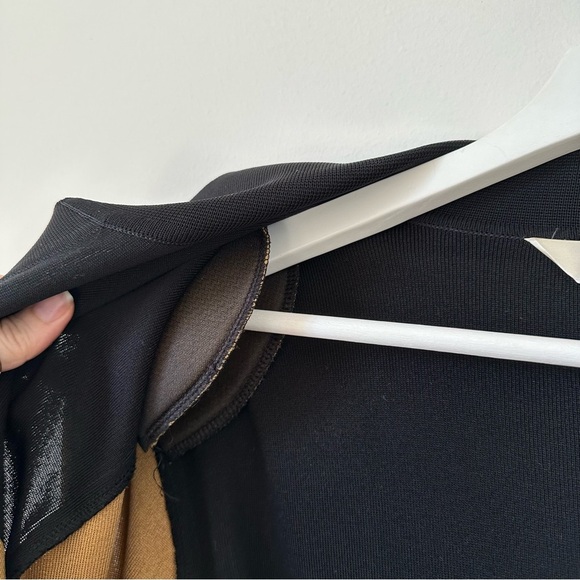 Misook Colorblock Open Front Knit Light Cardigan Top in Tan and Black Size Small - Picture 6 of 9